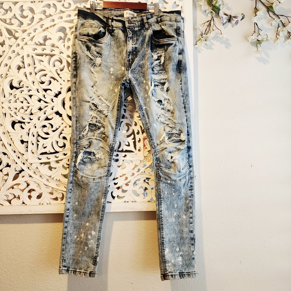 FWRD DENIM CO. ANNIHLATOR DISTRESSED DENIM MENS JEANS SZ 32 - Picture 11 of 15
